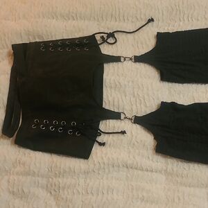 Black Lace-Up Garter Skirt Set